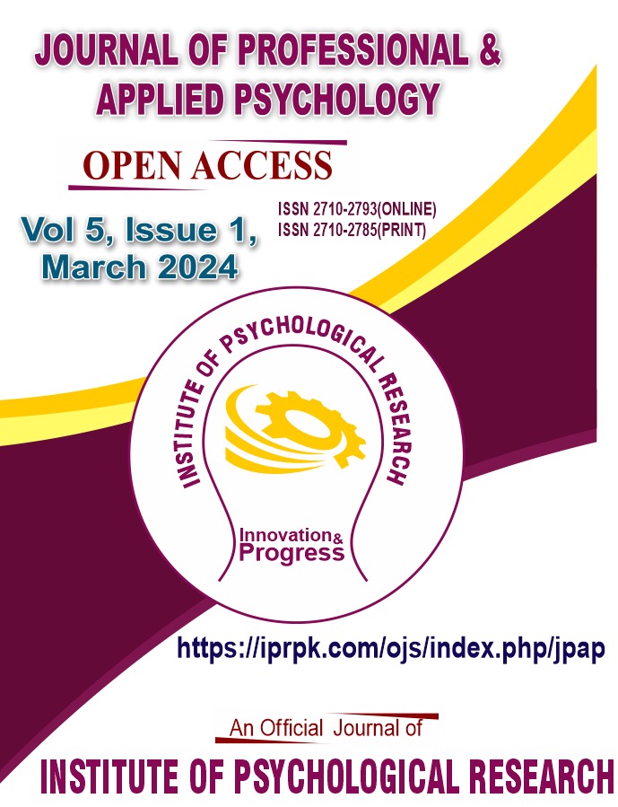 					View Vol. 5 No. 1 (2024): Journal of Professional & Applied Psychology 
				