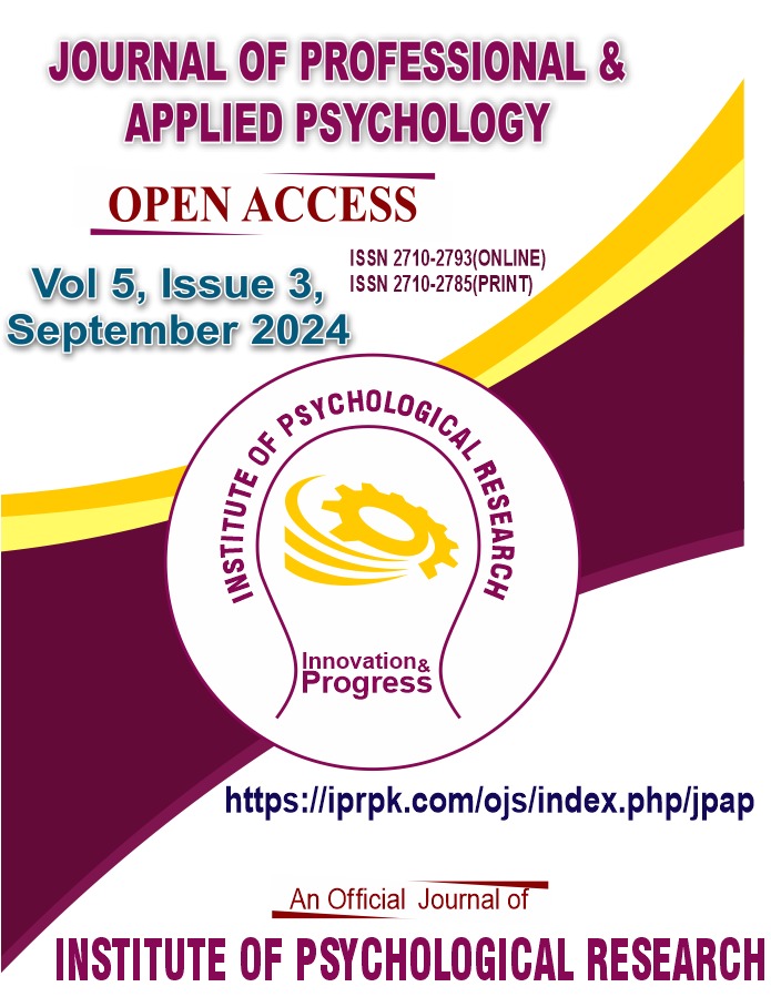 					View Vol. 5 No. 3 (2024): Journal of Professional & Applied Psychology 
				